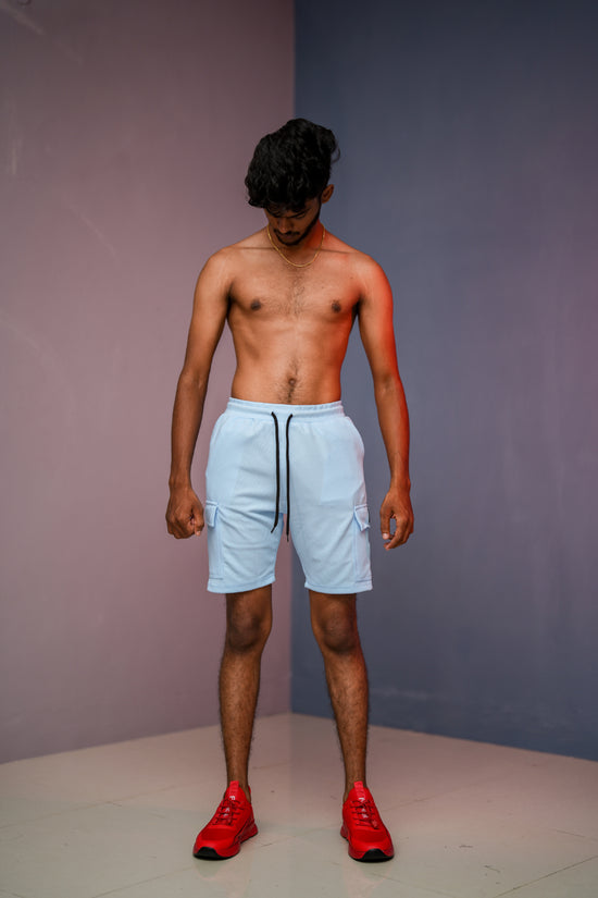 Daily Wear Trendy Mens Ottoman Trouser & Shorts - Ice Blue