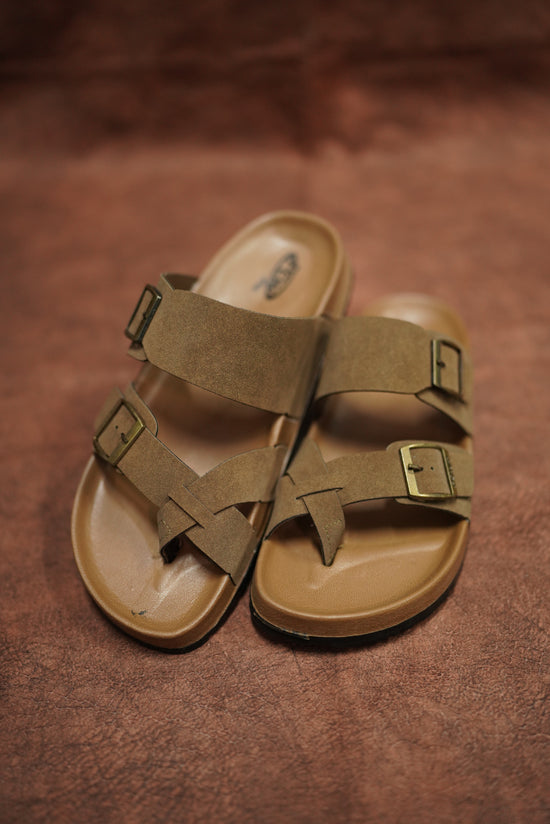 Men’s Casual Buckle Sandals Comfortable & Stylish Everyday Wear - Tan colour with Tan sole
