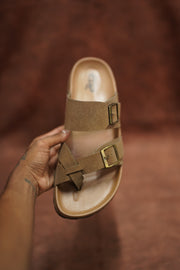 Men’s Casual Buckle Sandals Comfortable & Stylish Everyday Wear - Tan colour with Tan sole