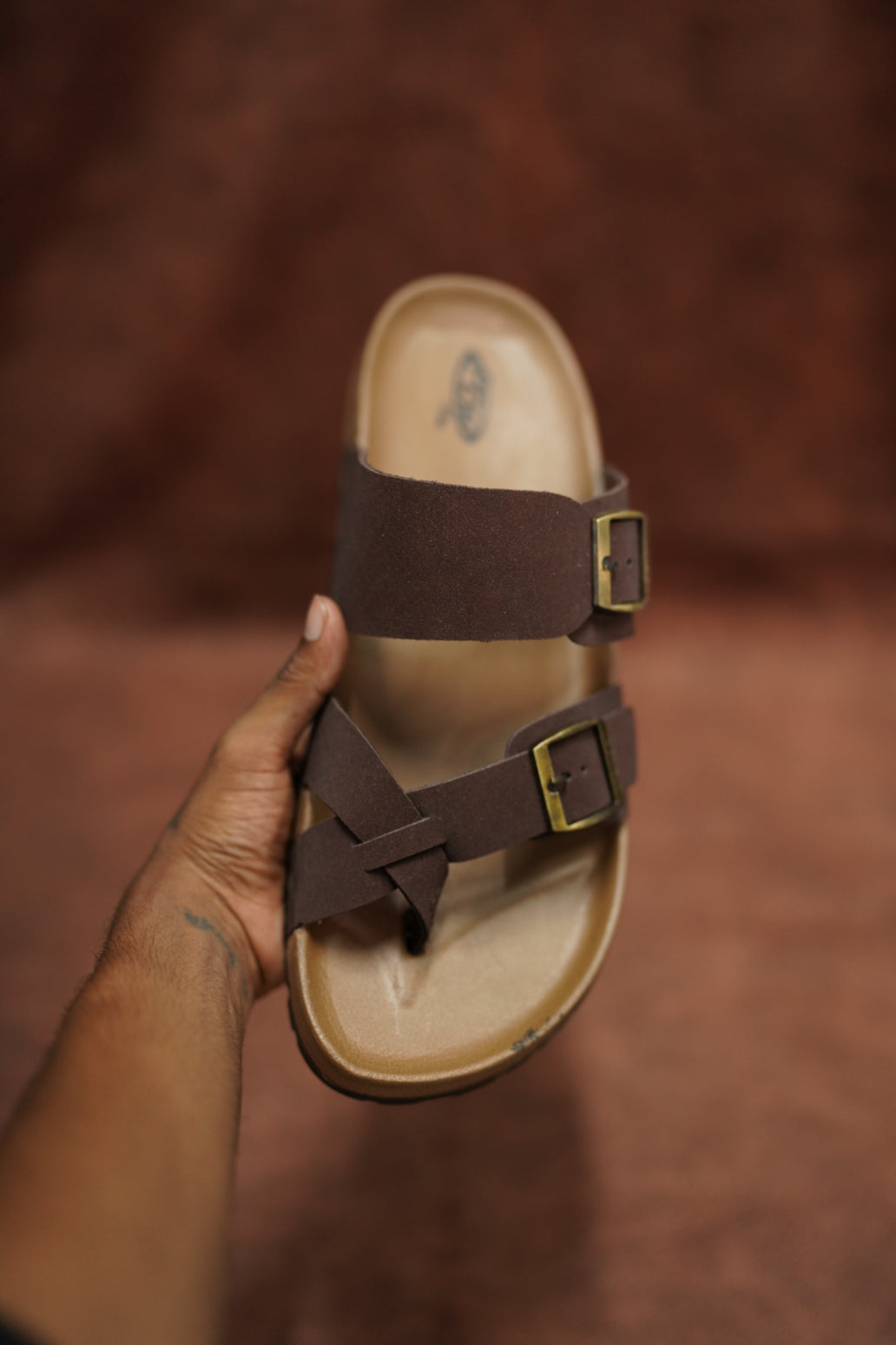 Men’s Casual Buckle Sandals Comfortable & Stylish Everyday Wear - Brown with tan sole
