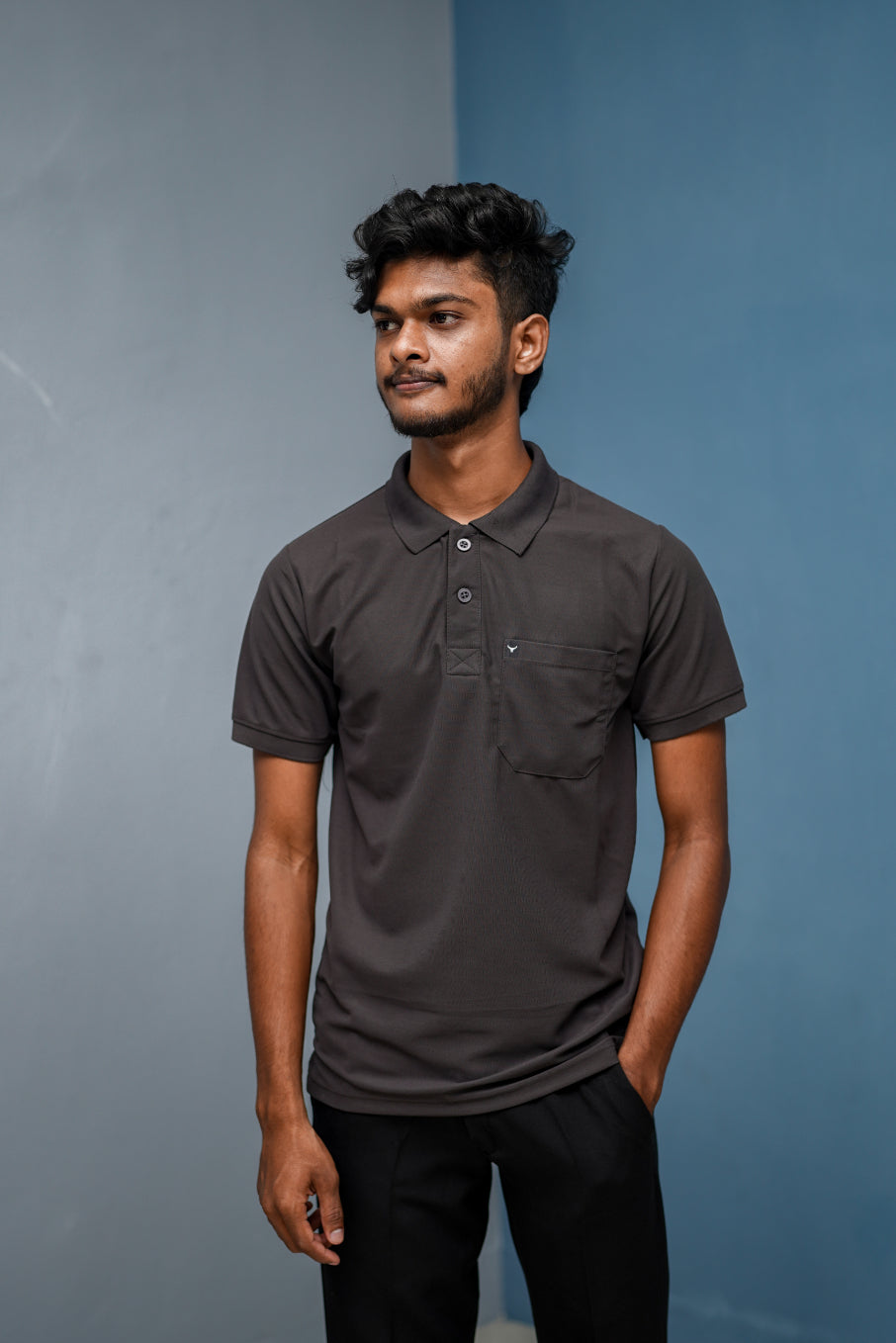 Half Sleeve Polo T-Shirt for Men – Stylish Casual Wear with Pocket - Dark Grey
