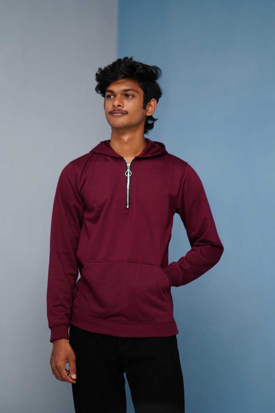 Oversized Full Sleeve Zipper Hoodie for Men – Casual Winter Outfit - Grape Shade