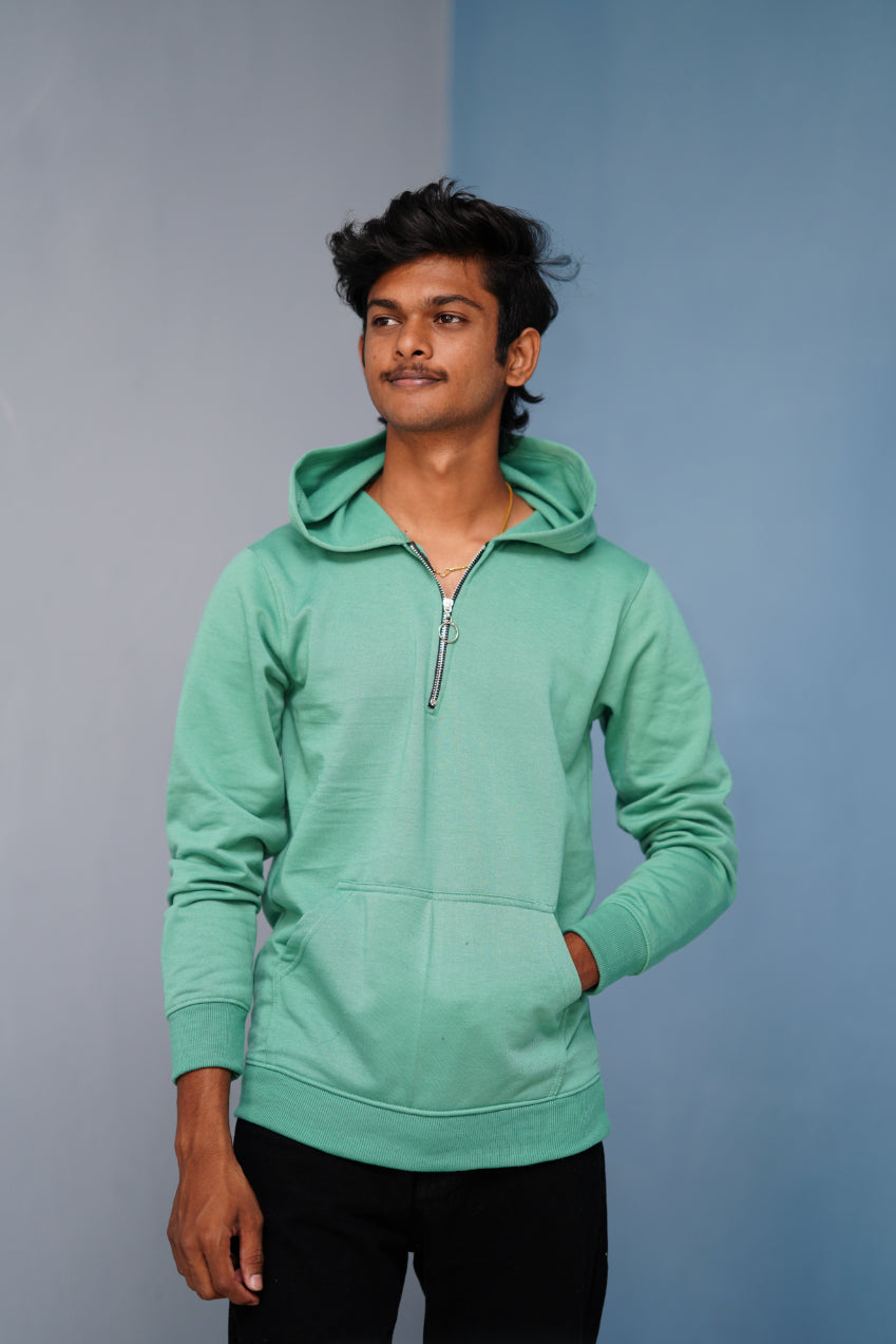 Oversized Full Sleeve Zipper Hoodie for Men – Casual Winter Outfit - Ramar Green