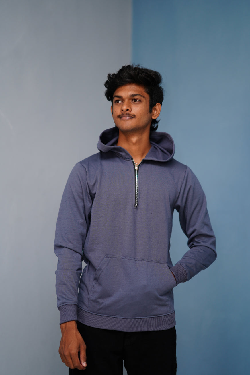 Oversized Full Sleeve Zipper Hoodie for Men – Casual Winter Outfit - Light Violet