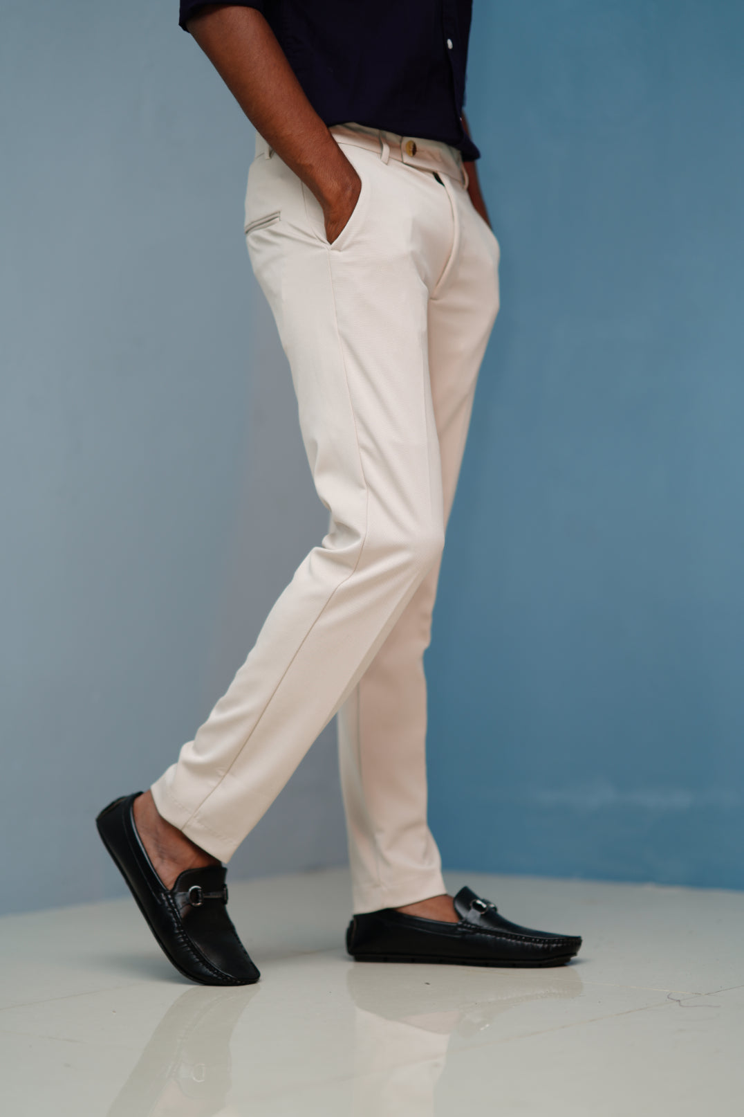 Premium Regular Fit Stylish Men's Polo Fit Pant - Cream