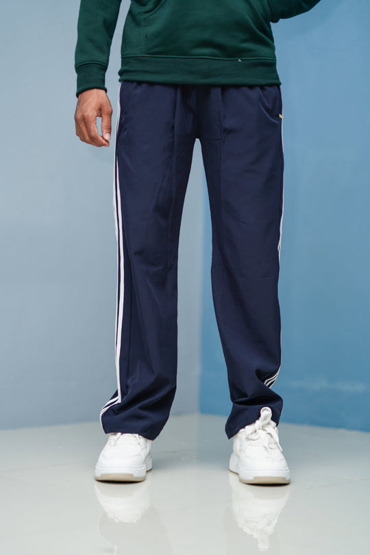 Triple-Stripe Street Baggy Track Pants for Men – Gym & Daily Wear - Navy Blue – alternate view – 7MAN India