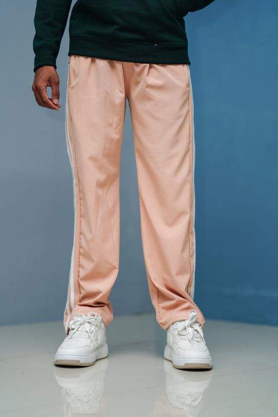Triple-Stripe Street Baggy Track Pants for Men – Gym & Daily Wear - Beige