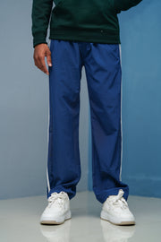 Triple-Stripe Street Baggy Track Pants for Men – Gym & Daily Wear - Petrol Blue
