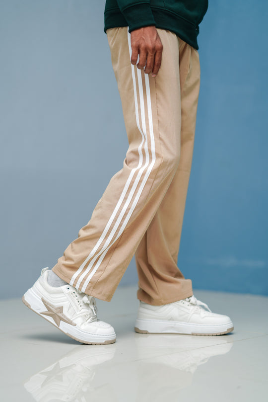 Triple-Stripe Street Baggy Track Pants for Men – Gym & Daily Wear - Sandal – 7MAN Men's Fashion India