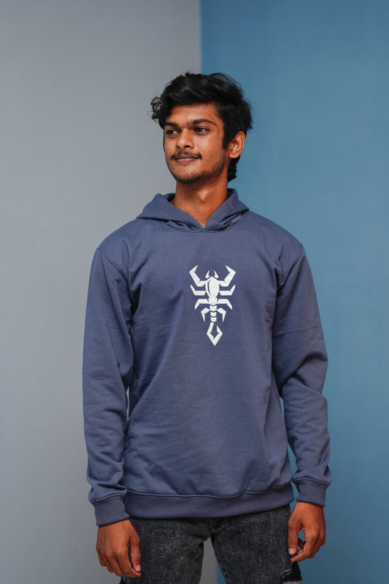Men’s Full Sleeve Scorpion Hoodie | Oversized Winter Hoodie for Men - Denim Blue