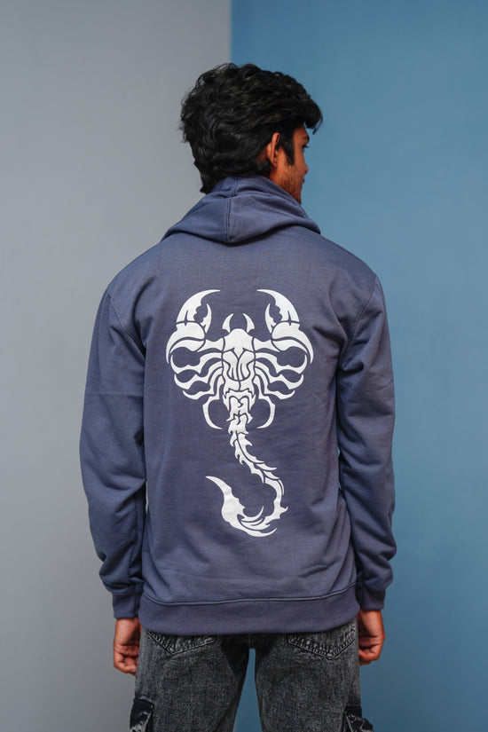 Men’s Full Sleeve Scorpion Hoodie | Oversized Winter Hoodie for Men - Denim Blue