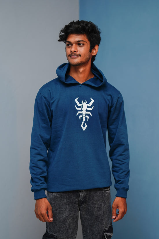 Men’s Full Sleeve Scorpion Hoodie | Oversized Winter Hoodie for Men - Petrol Blue
