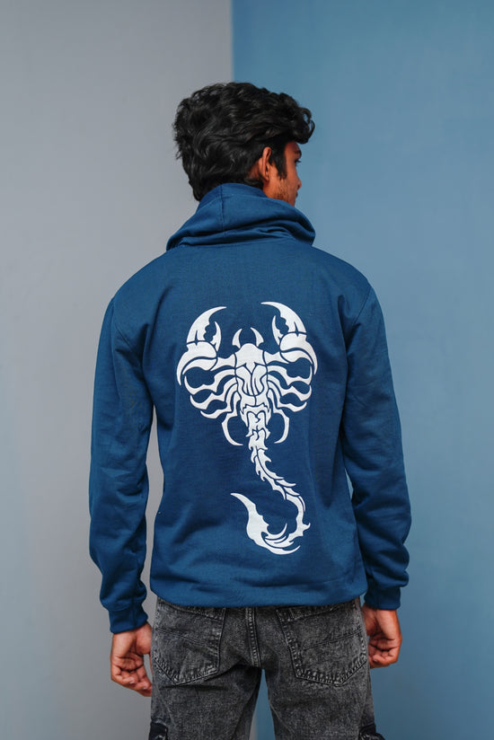 Men’s Full Sleeve Scorpion Hoodie | Oversized Winter Hoodie for Men - Petrol Blue