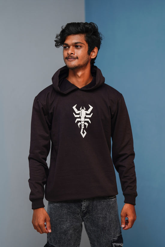 Men’s Full Sleeve Scorpion Hoodie | Oversized Winter Hoodie for Men - Chocolate Brown