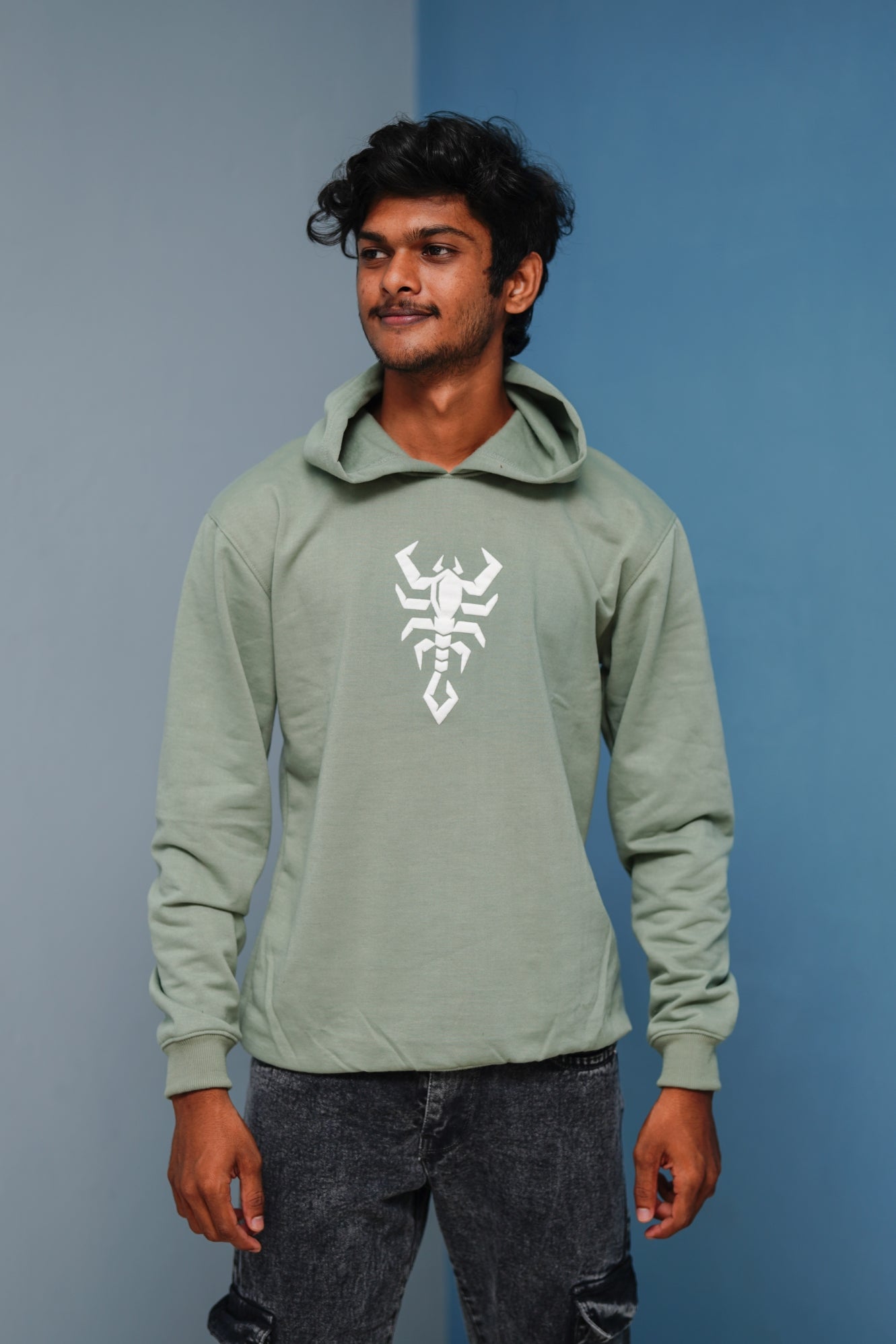 Men’s Full Sleeve Scorpion Hoodie | Oversized Winter Hoodie for Men - Pista Green