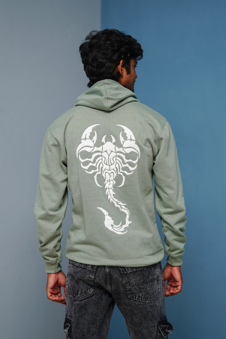 Mens Full Sleeve Scorpion Hoodie  Oversized Winter Hoodie for Men  Pista Green mens trending streetwear India 7Man