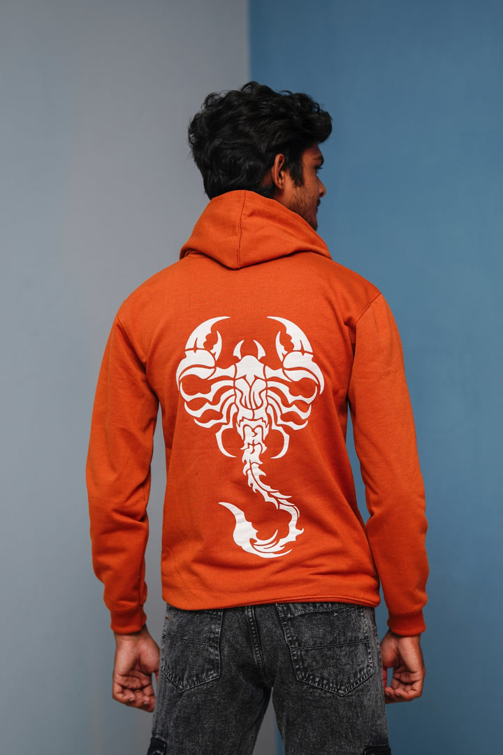 Mens Full Sleeve Scorpion Hoodie  Oversized Winter Hoodie for Men  Orange mens trending streetwear India 7Man