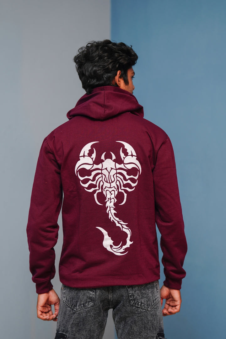 Mens Full Sleeve Scorpion Hoodie  Oversized Winter Hoodie for Men  Maroon mens trending streetwear India 7Man
