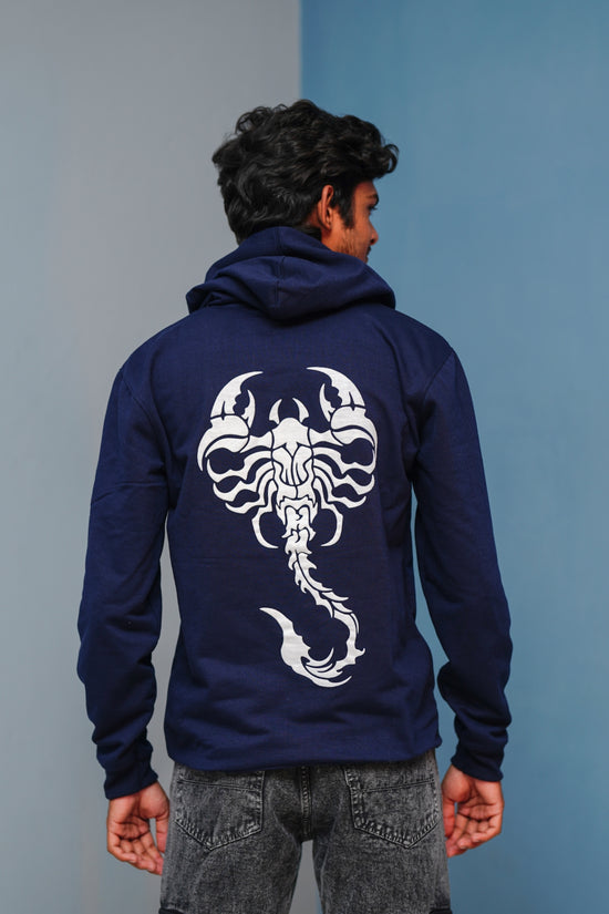 Men’s Full Sleeve Scorpion Hoodie | Oversized Winter Hoodie for Men - Navy Blue