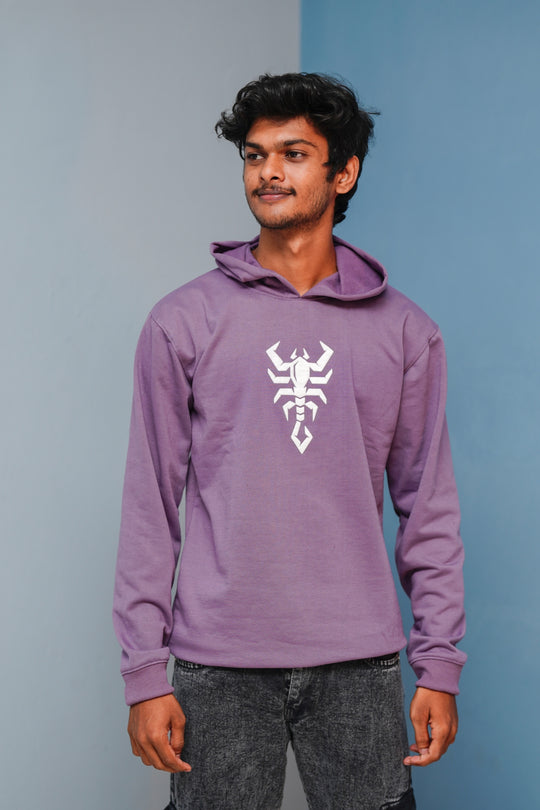 Men’s Full Sleeve Scorpion Hoodie | Oversized Winter Hoodie for Men - Purple – alternate view – 7MAN India