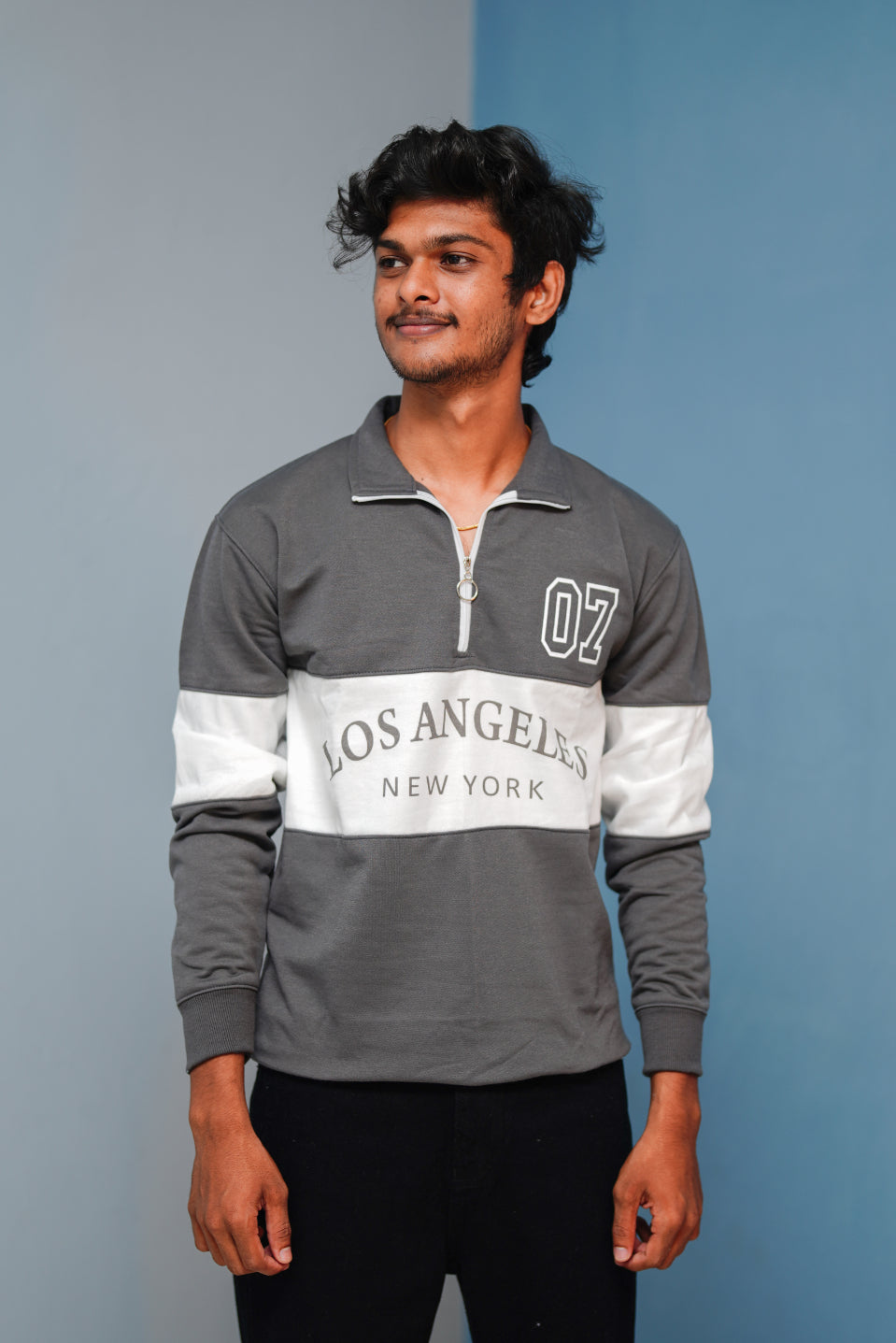 Full Sleeve Los Angeles Zipper Sweatshirt | Trending Winter Wear - Grey