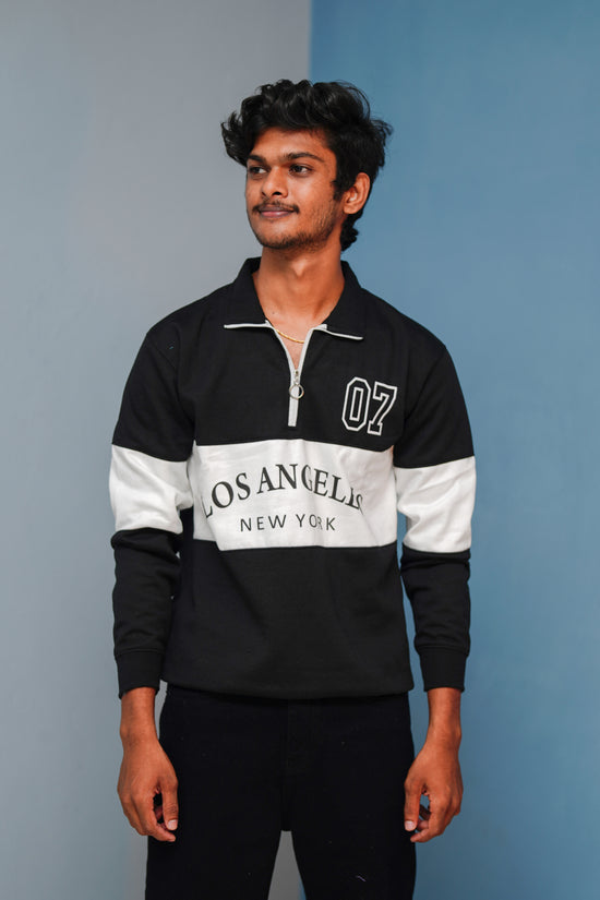 Full Sleeve Los Angeles Zipper Sweatshirt | Trending Winter Wear - Black