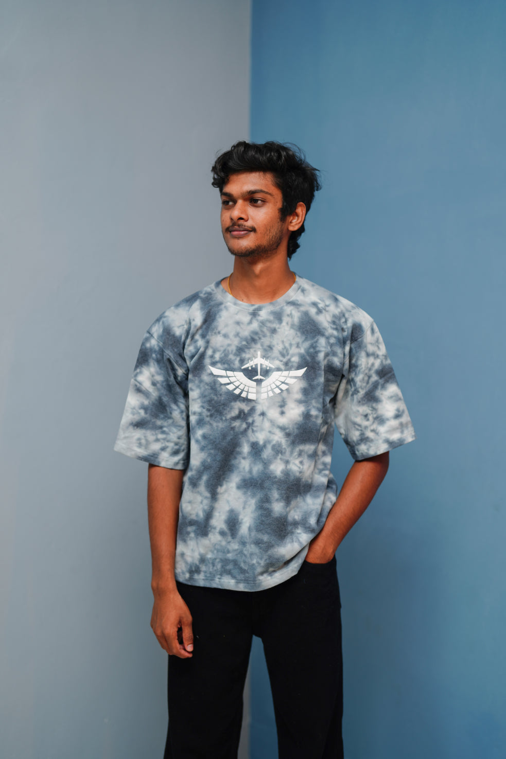 Men’s Tie-Dye Oversized T-Shirt  Trending Streetwear Style - Dark Grey