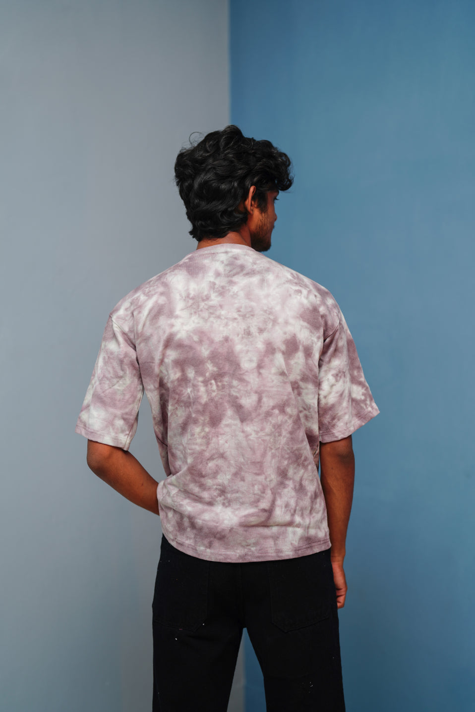 Men’s Tie-Dye Oversized T-Shirt  Trending Streetwear Style - Purple