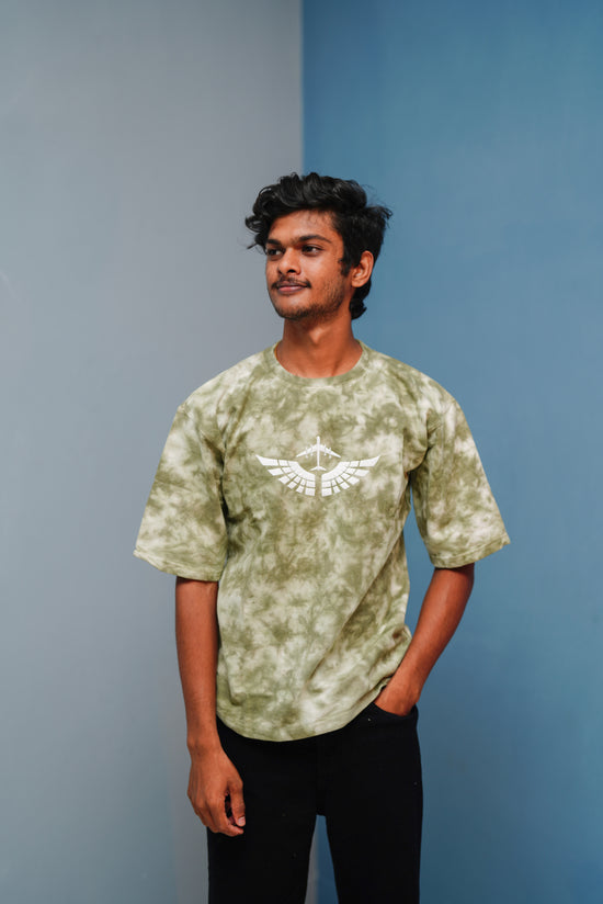 Men’s Tie-Dye Oversized T-Shirt  Trending Streetwear Style - Mehandi Green