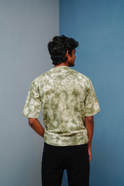 Men’s Tie-Dye Oversized T-Shirt  Trending Streetwear Style - Mehandi Green