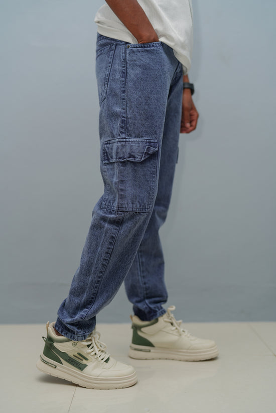 Mom Fit Jeans for Men | Stylish Relaxed Fit Double Pocket Denim Pants - Navy Blue Shade