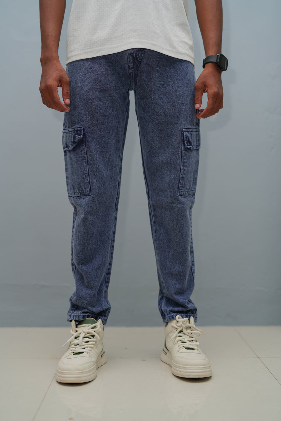 Mom Fit Jeans for Men | Stylish Relaxed Fit Double Pocket Denim Pants - Navy Blue Shade