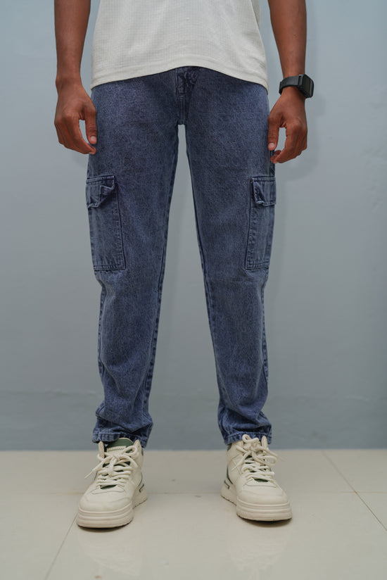 Mom Fit Jeans for Men | Stylish Relaxed Fit Double Pocket Denim Pants - Navy Blue Shade