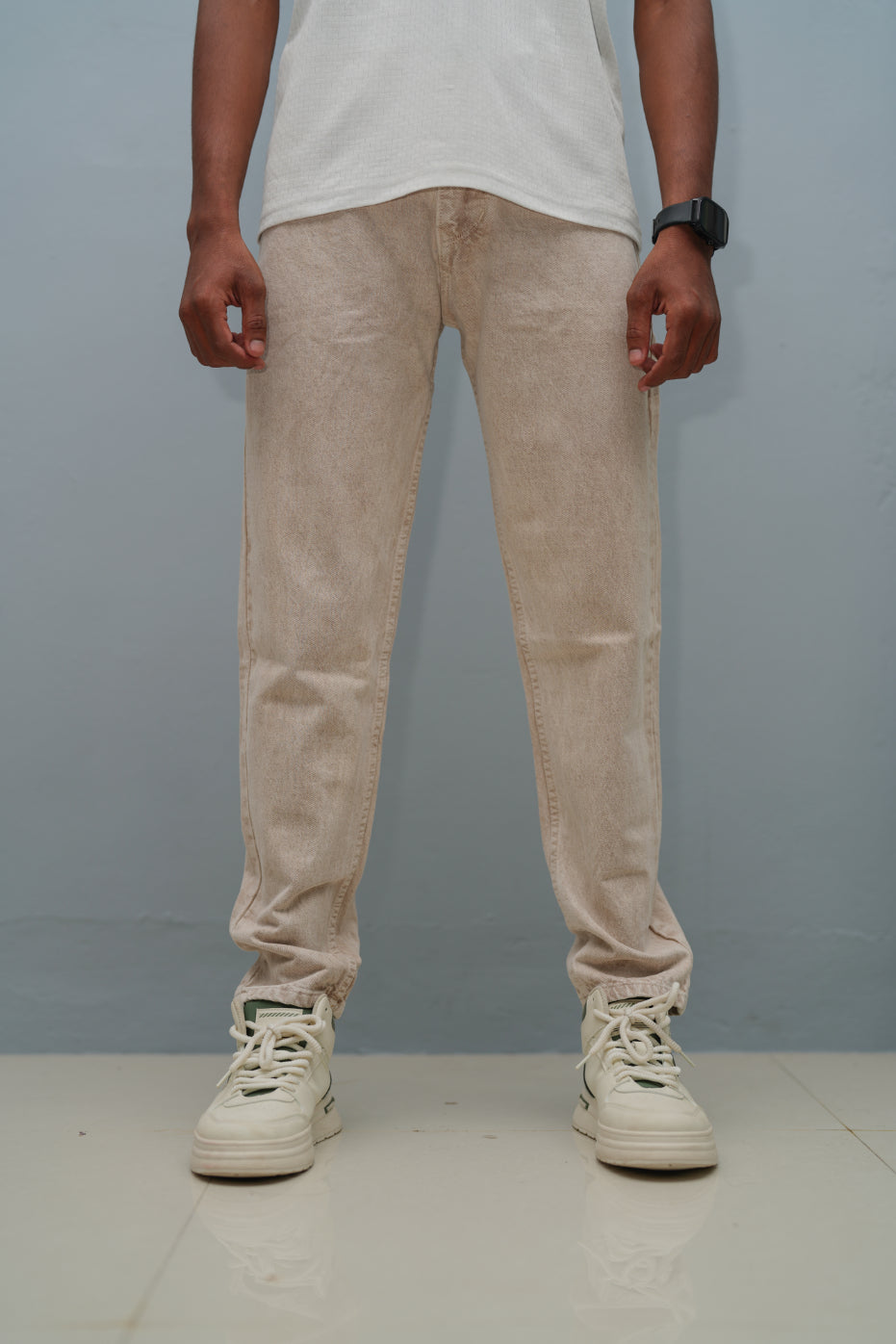 Mom Fit Jeans for Men | Stylish Relaxed Fit Denim Pants - Cream