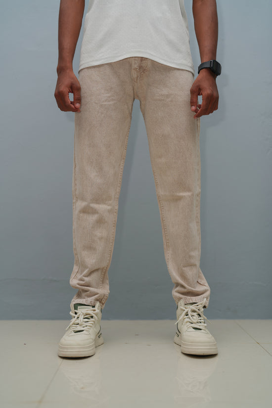 Mom Fit Jeans for Men | Stylish Relaxed Fit Denim Pants - Cream