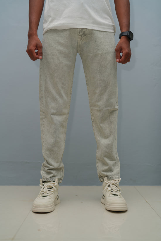 Mom Fit Jeans for Men | Stylish Relaxed Fit Denim Pants - Half White