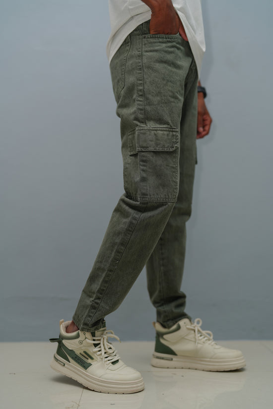 Mom Fit Jeans for Men | Stylish Relaxed Fit Double Pocket Denim Pants - Green