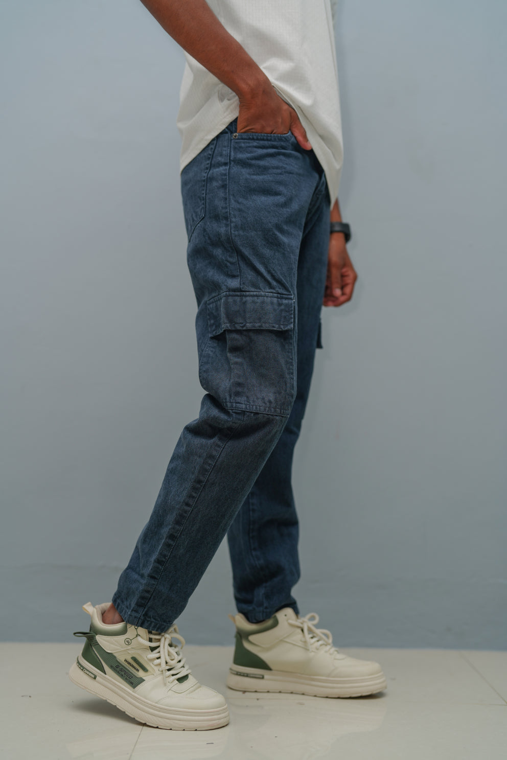 Mom Fit Jeans for Men | Stylish Relaxed Fit Double Pocket Denim Pants - Dark Blue