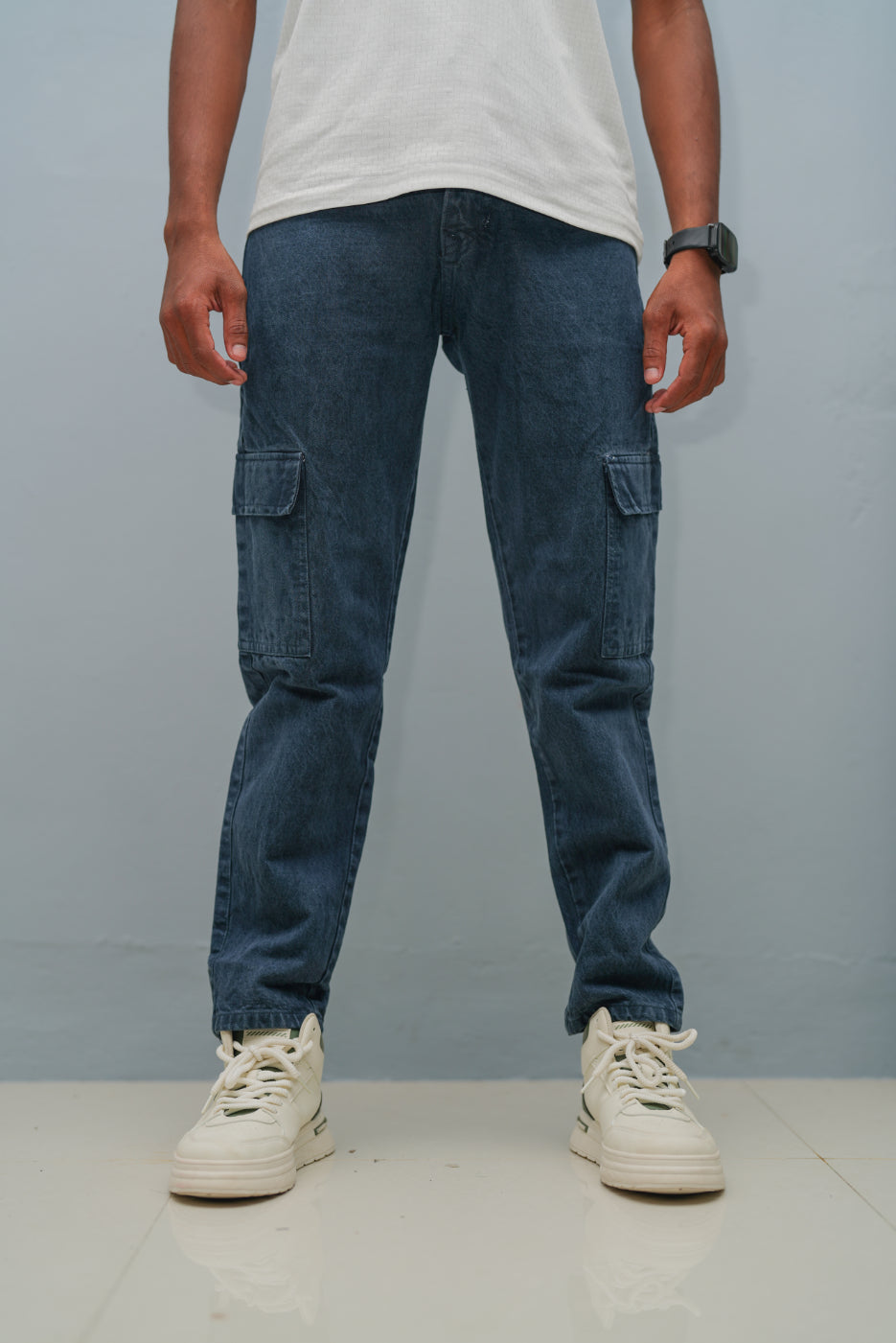 Mom Fit Jeans for Men | Stylish Relaxed Fit Double Pocket Denim Pants - Dark Blue