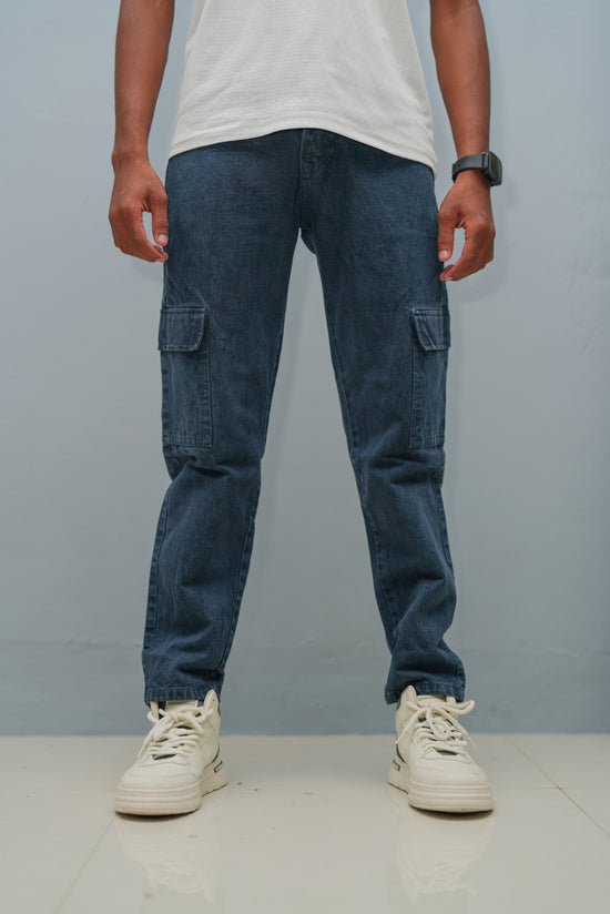 Mom Fit Jeans for Men | Stylish Relaxed Fit Double Pocket Denim Pants - Dark Blue