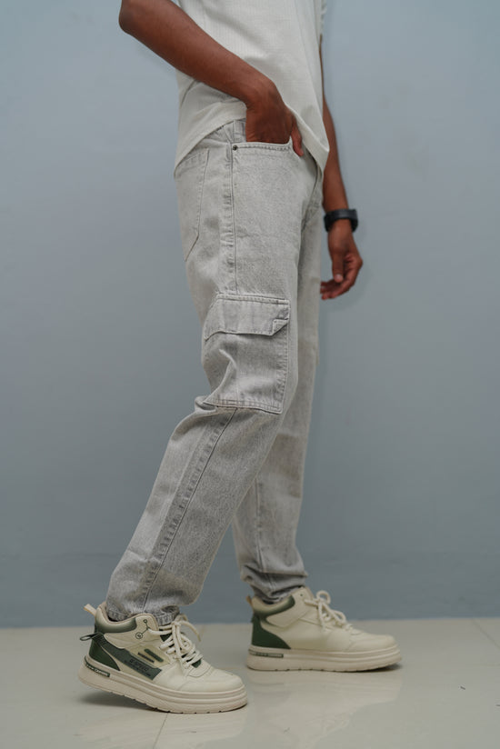 Mom Fit Jeans for Men | Stylish Relaxed Fit Double Pocket Denim Pants - Ash