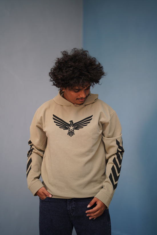 Men’s Full Sleeve BIRD Printed Hoodie | Oversized Winter Hoodie for Men - Sandle