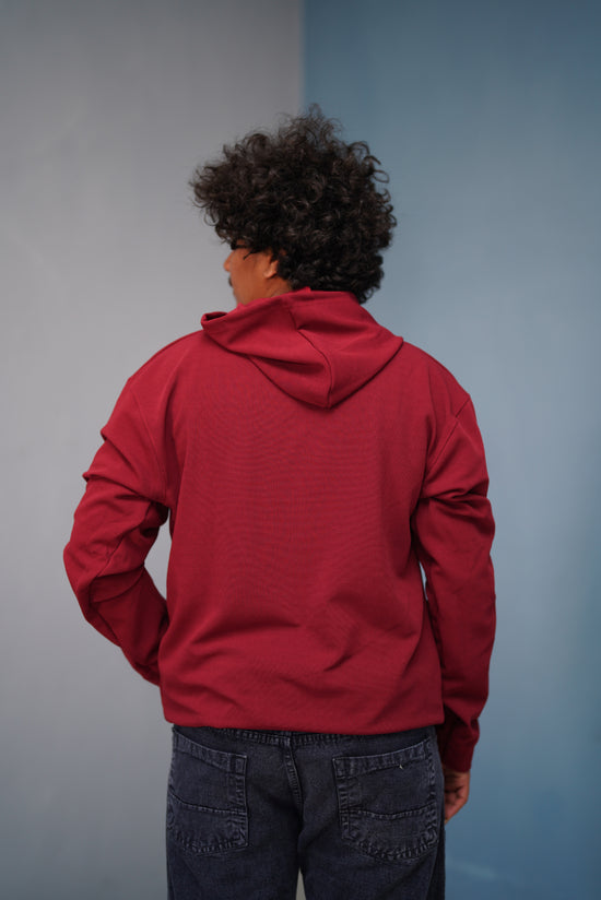 Men’s Full Sleeve BIRD Printed Hoodie | Oversized Winter Hoodie for Men - Red