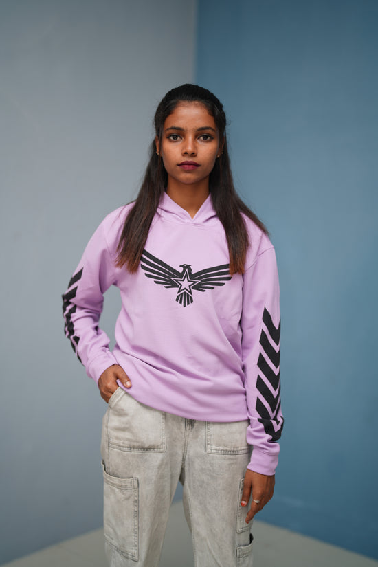 Men’s Full Sleeve BIRD Printed Hoodie | Oversized Winter Hoodie for Men - Purple