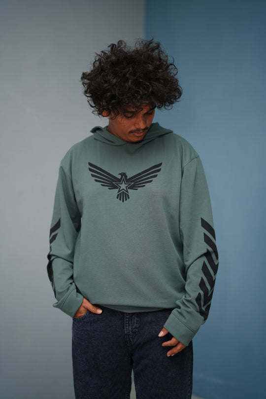 Men’s Full Sleeve BIRD Printed Hoodie | Oversized Winter Hoodie for Men - Olive Green – 7MAN Men's Fashion India
