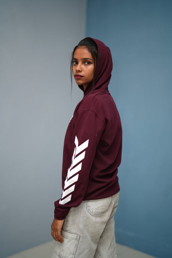 Men’s Full Sleeve BIRD Printed Hoodie | Oversized Winter Hoodie for Men - Maroon