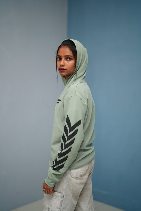 Men’s Full Sleeve BIRD Printed Hoodie | Oversized Winter Hoodie for Men - Pista Green