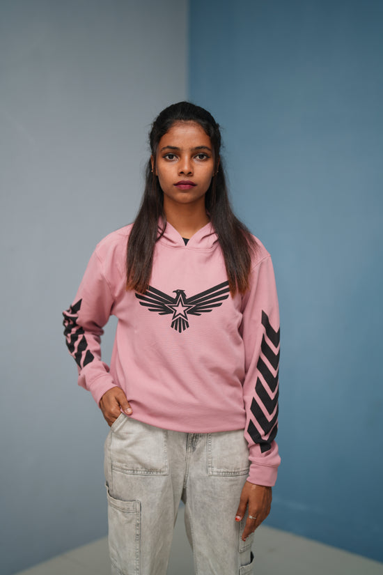 Men’s Full Sleeve BIRD Printed Hoodie | Oversized Winter Hoodie for Men - Pink