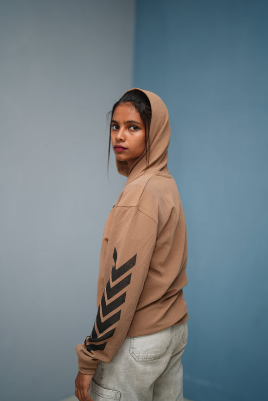 Men’s Full Sleeve BIRD Printed Hoodie | Oversized Winter Hoodie for Men - Light Brown