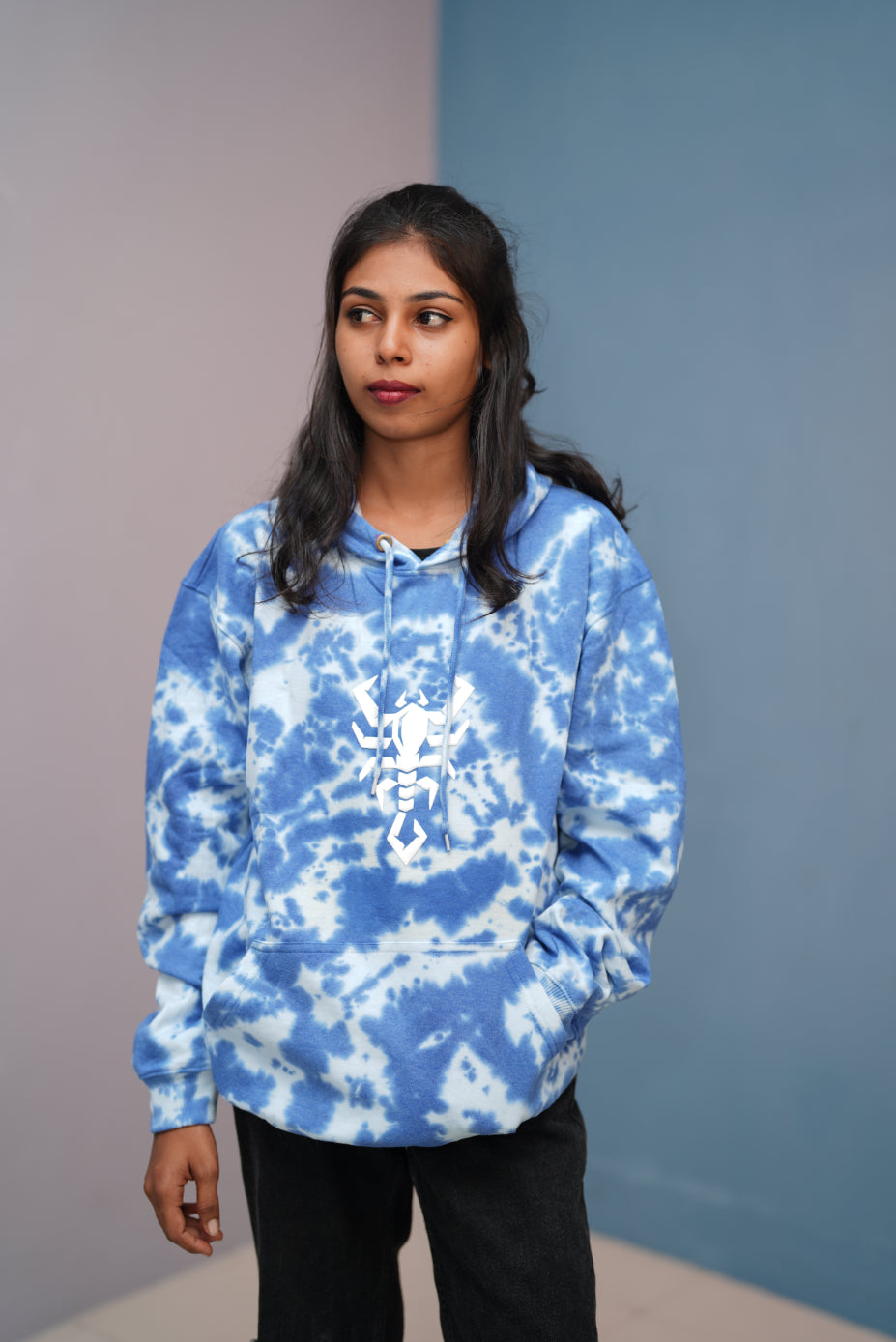 Unisex Tie-Dye Hoodie for Men & Women | Oversized Streetwear - Light Blue